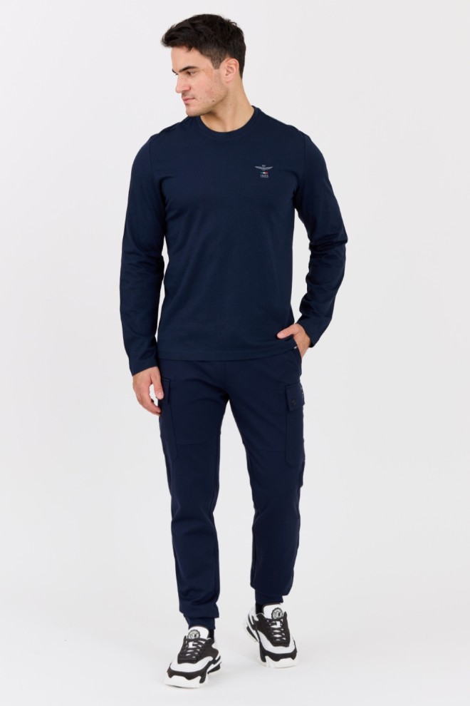 AERONAUTICA MILITARE Navy blue men's longsleeve with small logo