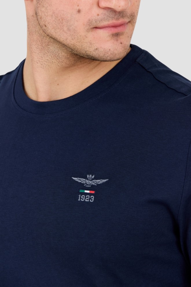 AERONAUTICA MILITARE Granatowy męski longsleeve  z drobnym logo