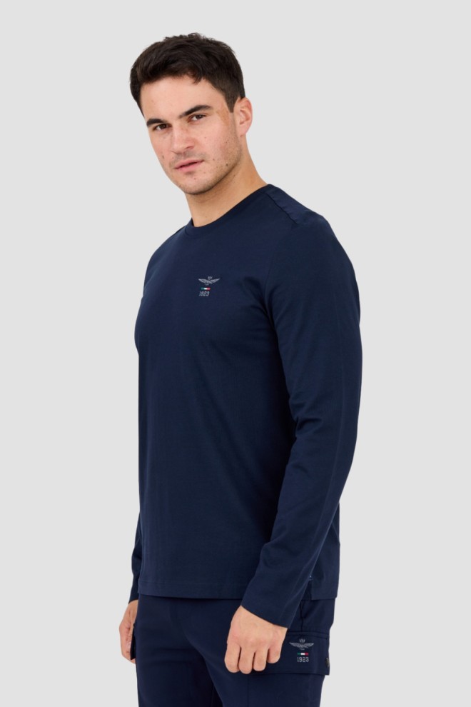 AERONAUTICA MILITARE Navy blue men's longsleeve with small logo