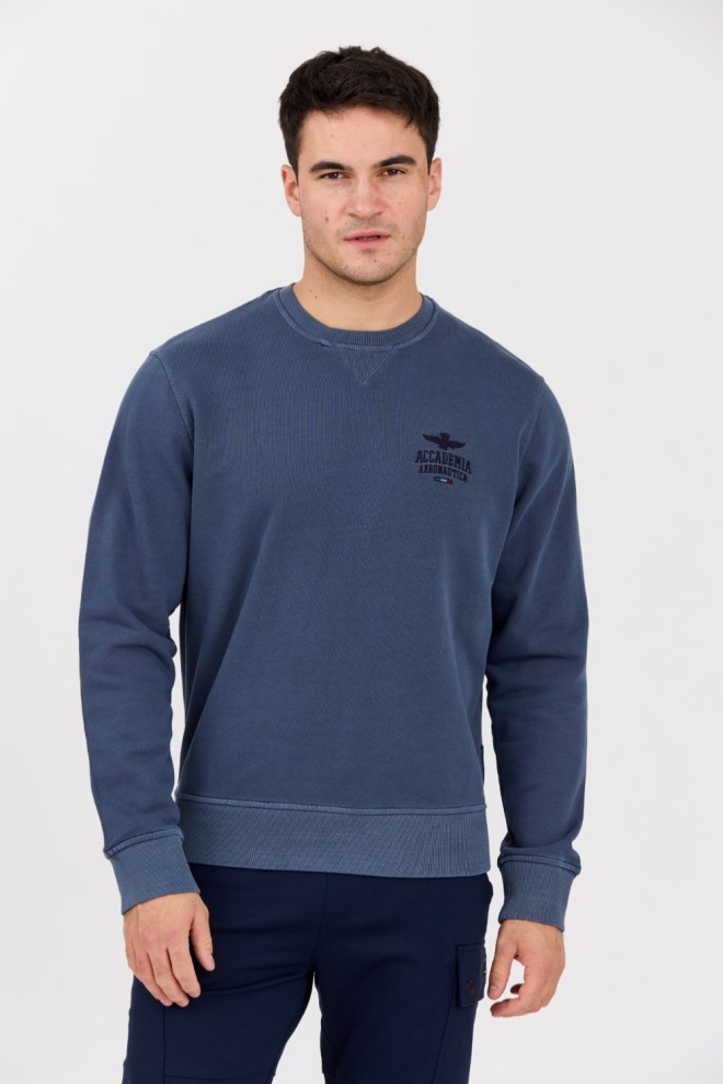 AERONAUTICA MILITARE Blue Sweatshirt With Vintage Effect