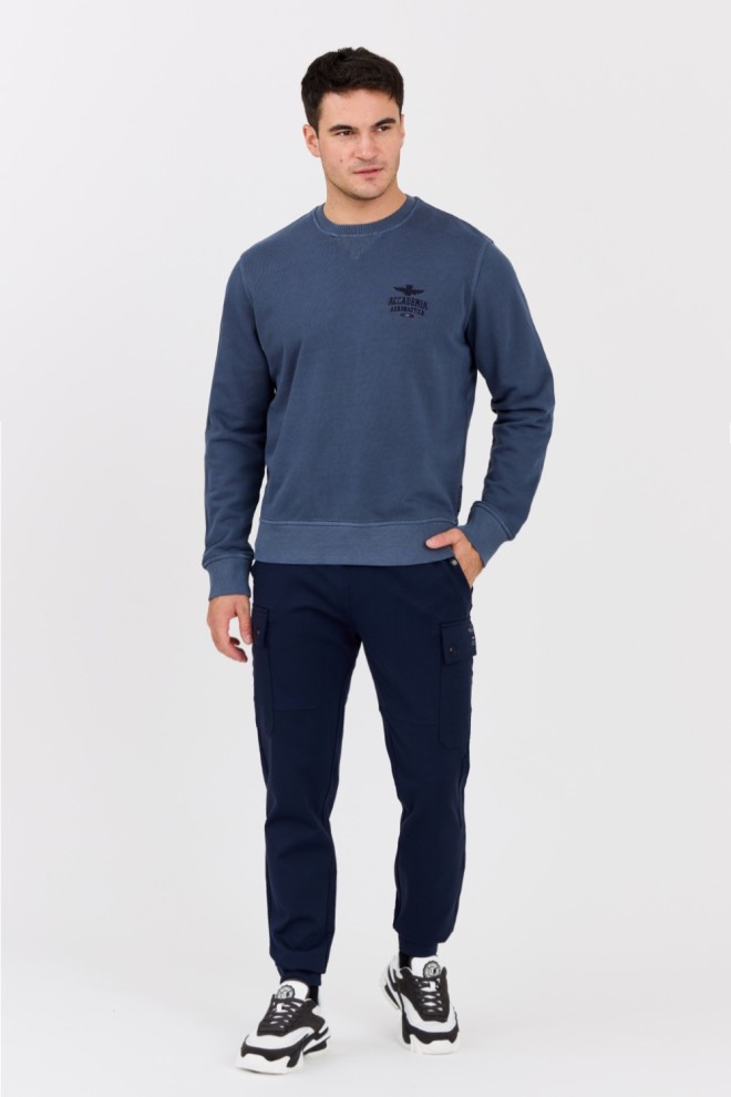 AERONAUTICA MILITARE Blue Sweatshirt With Vintage Effect