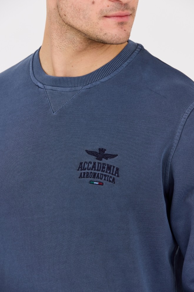 AERONAUTICA MILITARE Blue Sweatshirt With Vintage Effect