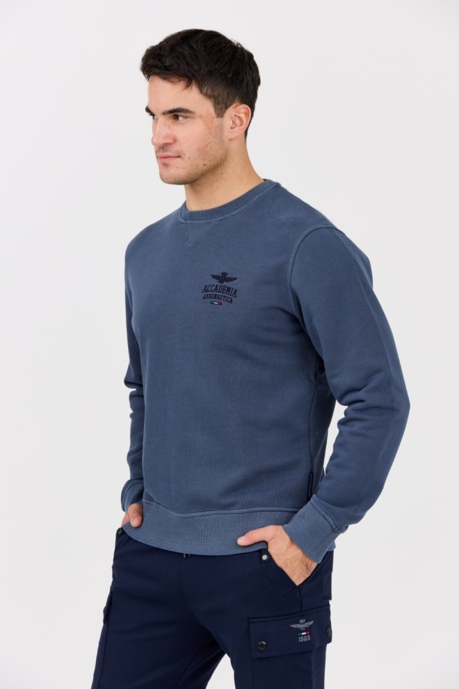 AERONAUTICA MILITARE Blue Sweatshirt With Vintage Effect