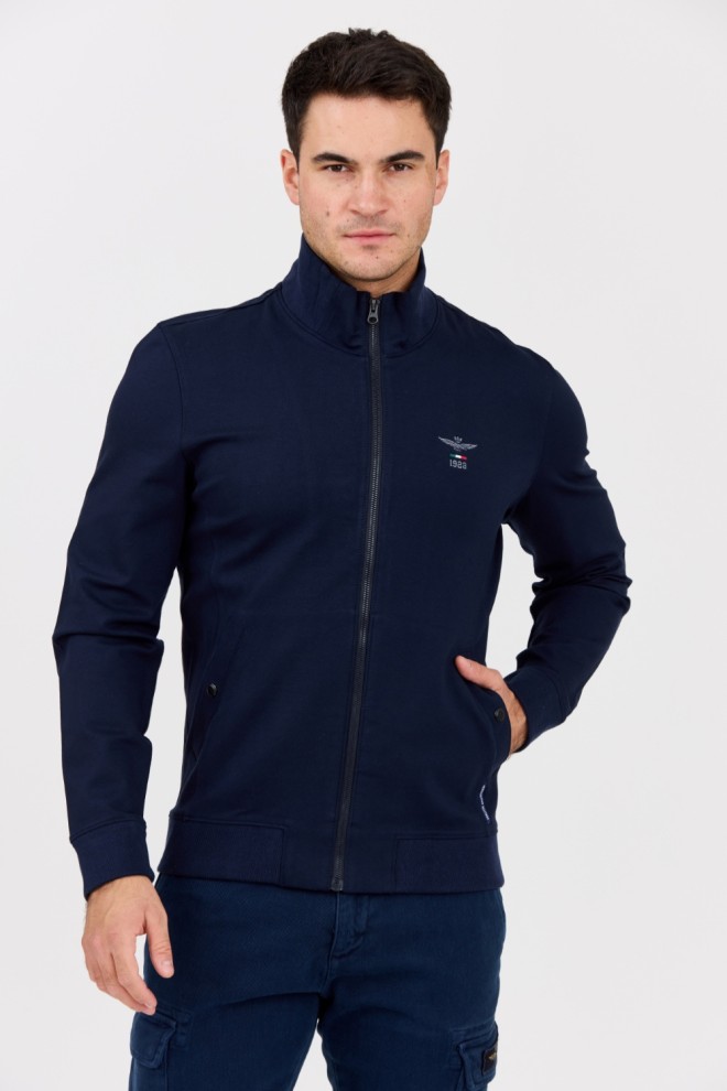 AERONAUTICA MILITARE Men's navy blue unbuttoned sweatshirt