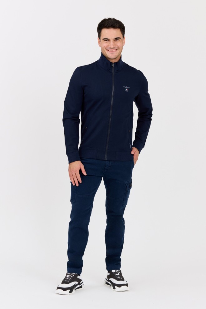 AERONAUTICA MILITARE Men's navy blue unbuttoned sweatshirt