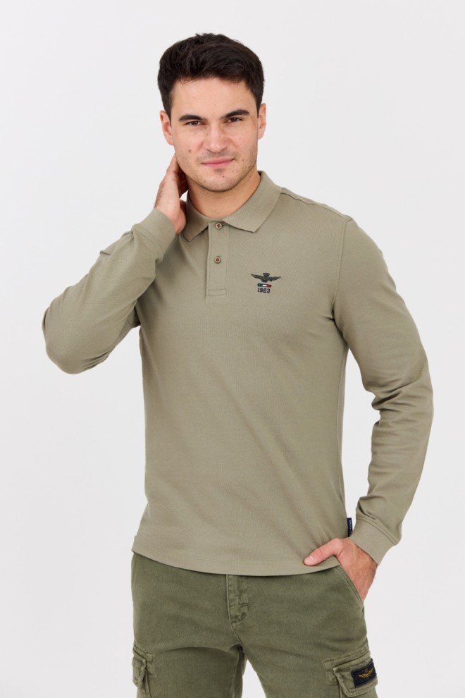 AERONAUTICA MILITARE Green men's polo longsleeve