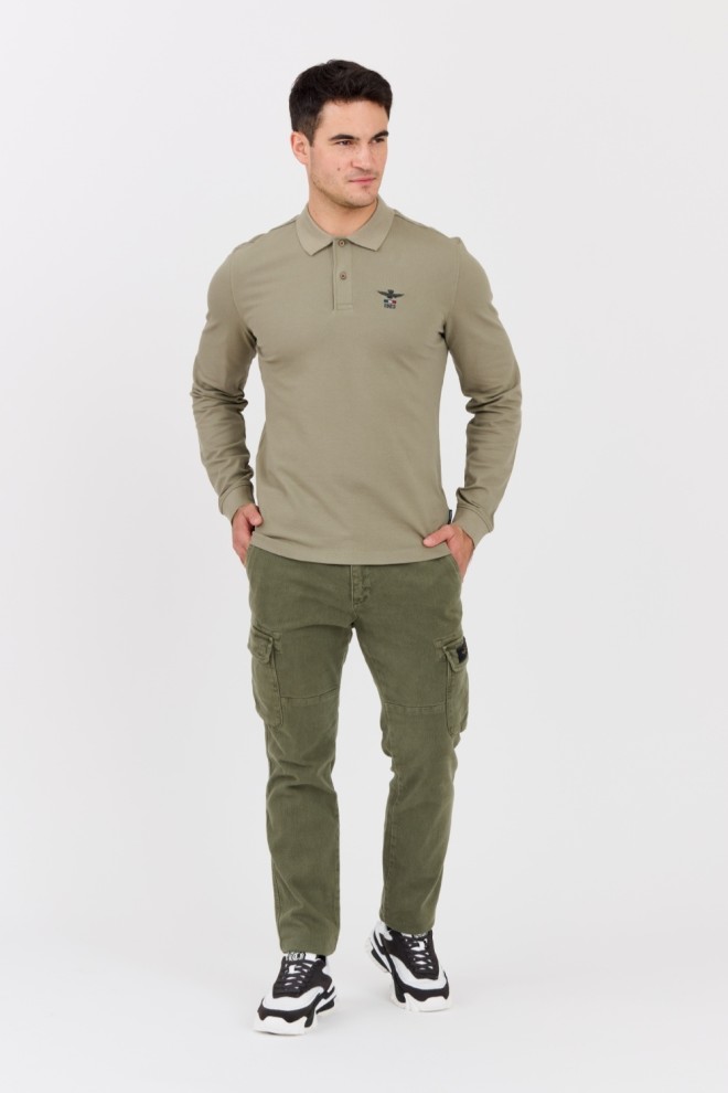 AERONAUTICA MILITARE Green men's polo longsleeve