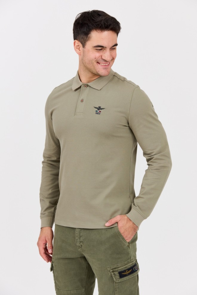 AERONAUTICA MILITARE Green men's polo longsleeve