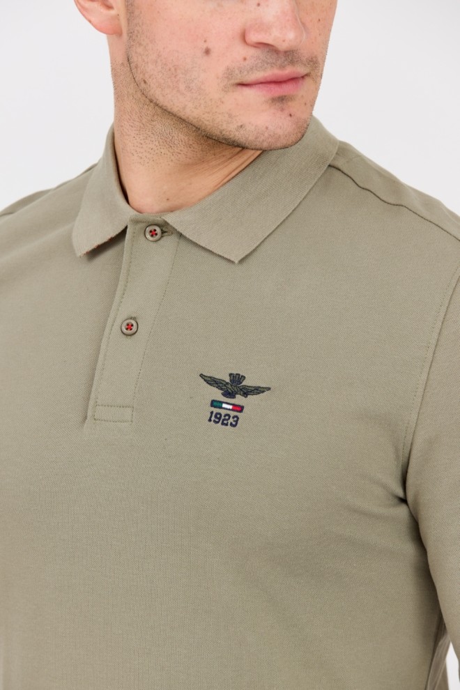 AERONAUTICA MILITARE Green men's polo longsleeve