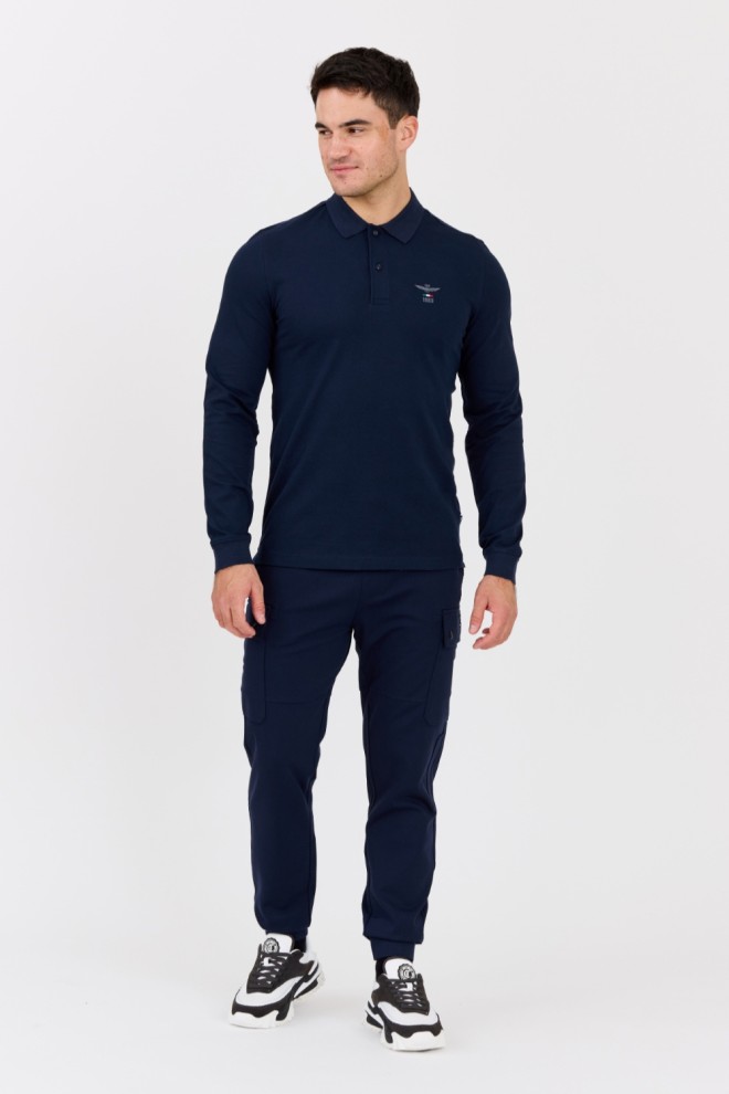 AERONAUTICA MILITARE Granatowy męski longsleeve polo