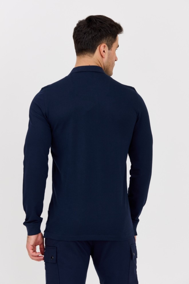 AERONAUTICA MILITARE Navy blue men's polo longsleeve