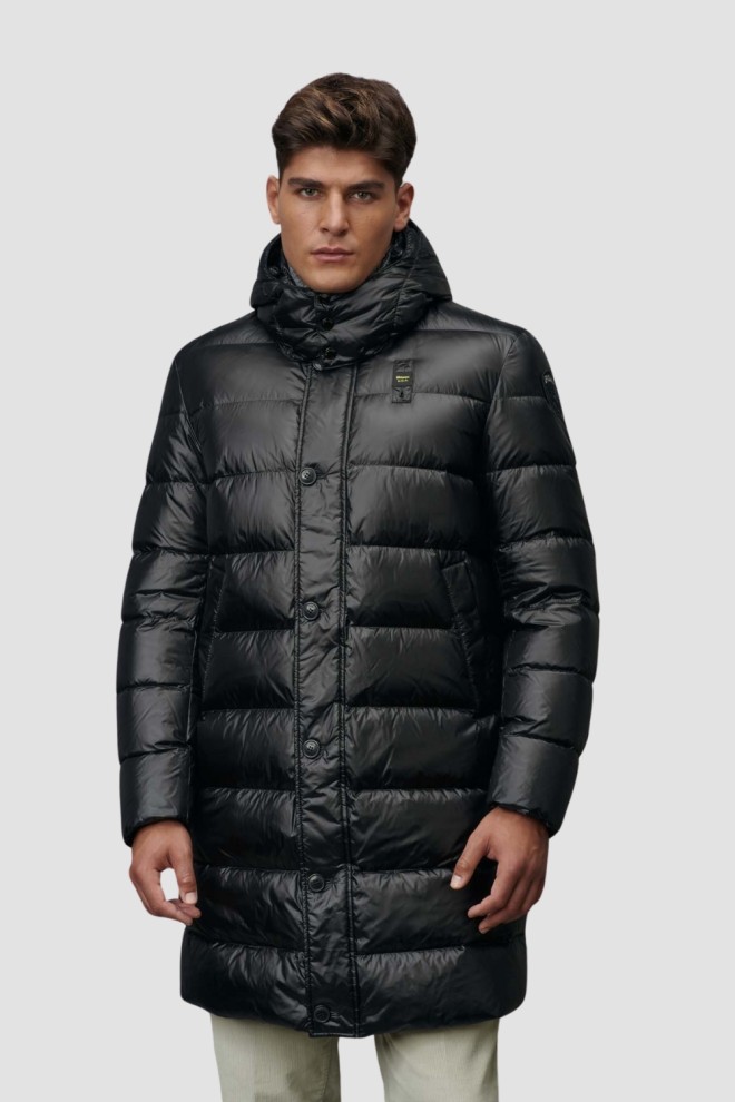 BLAUER Czarna długa kurtka męska Carver Raincoat Long Jackets