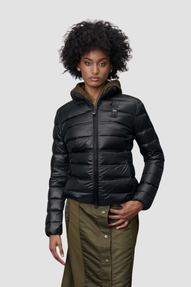 BLAUER Black Women's Hoodless Georgia Short Jackets