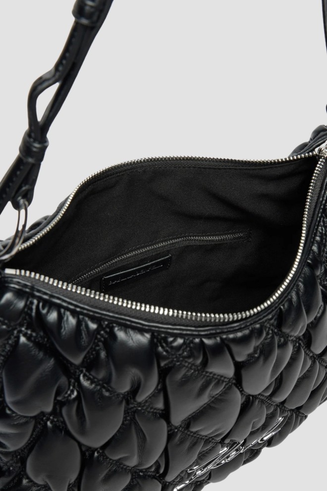 KARL LAGERFELD Black Quilted Women's Kuilt Hobo Handbag