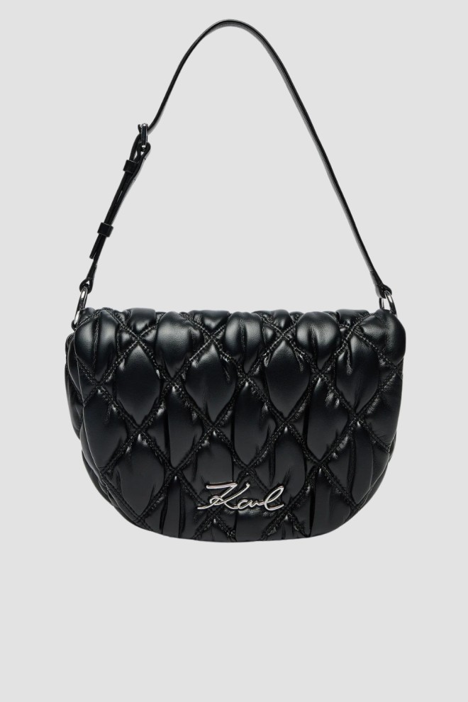 KARL LAGERFELD Black Quilted Women's Kuilt Flap Shb Handbag