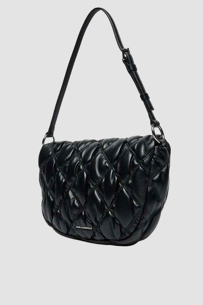 KARL LAGERFELD Black Quilted Women's Kuilt Flap Shb Handbag