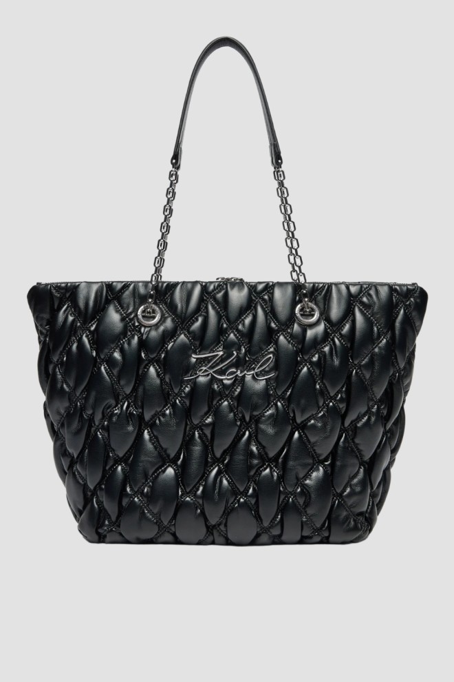 KARL LAGERFELD Black Quilted Women's Kuilt Tote Shopper