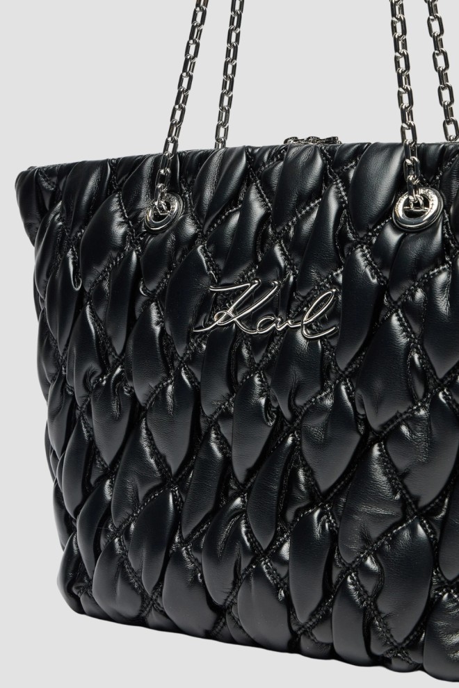 KARL LAGERFELD Black Quilted Women's Kuilt Tote Shopper