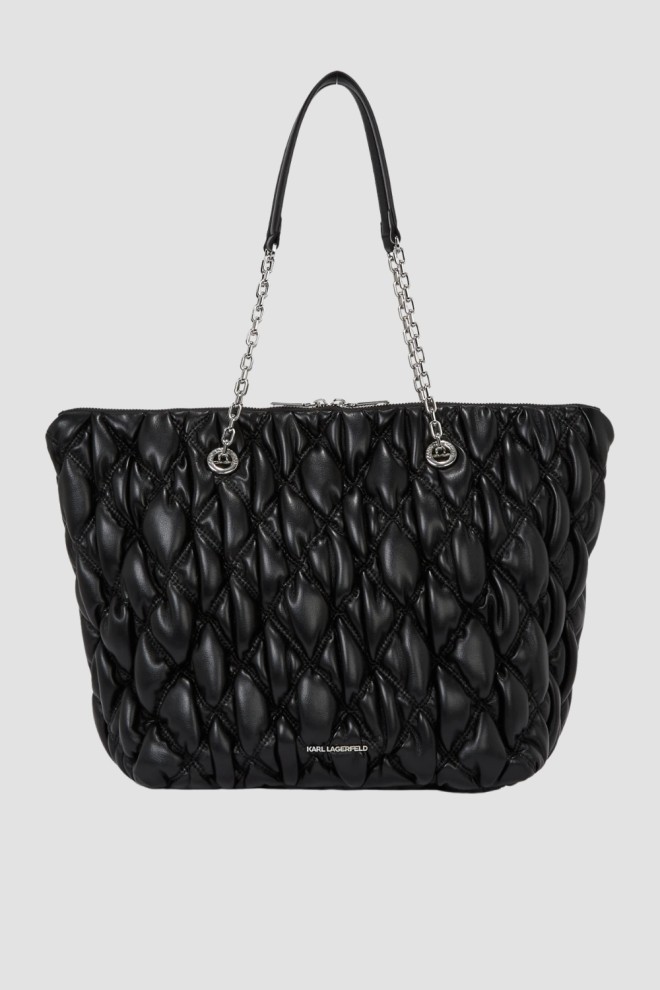 KARL LAGERFELD Black Quilted Women's Kuilt Tote Shopper