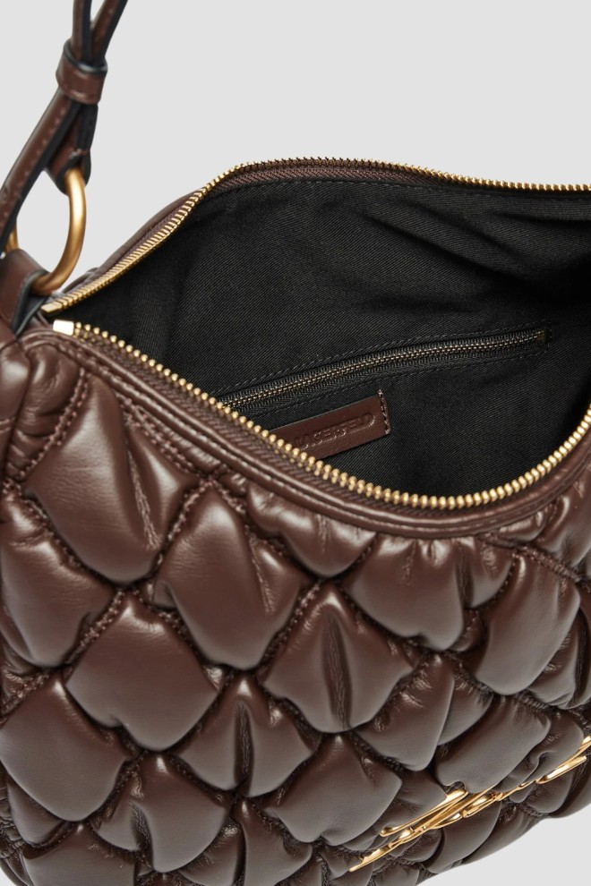 KARL LAGERFELD Chocolate Quilted Women's Kuilt Hobo Handbag