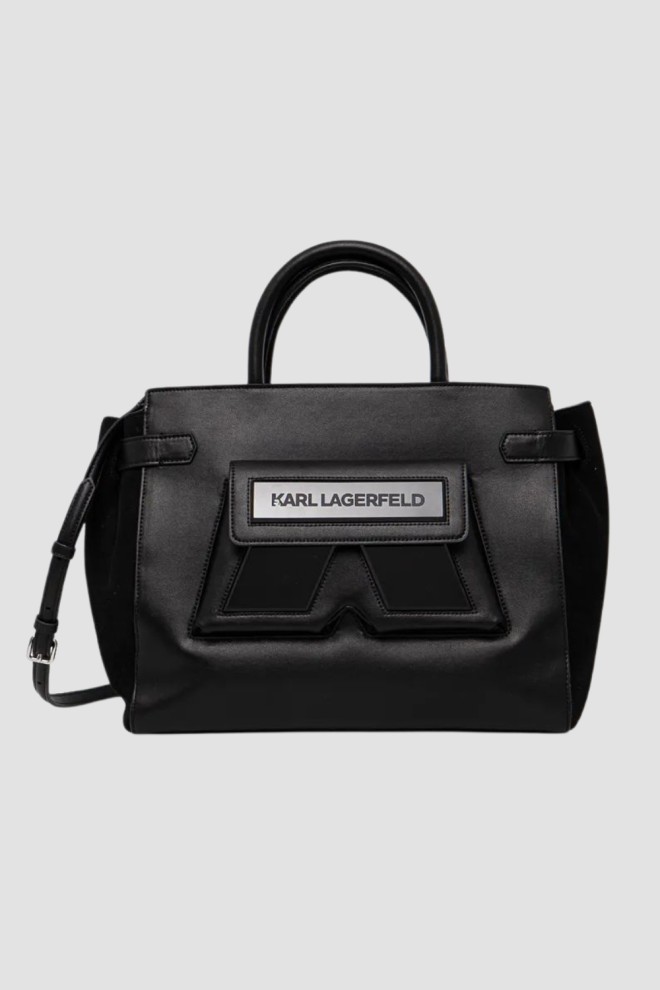 KARL LAGERFELD Black Women's Ikon/k Md Tote Handbag