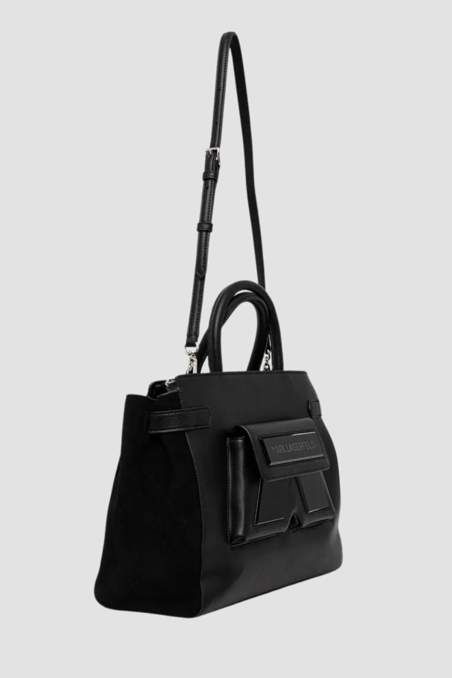 KARL LAGERFELD Black Women's Ikon/k Md Tote Handbag