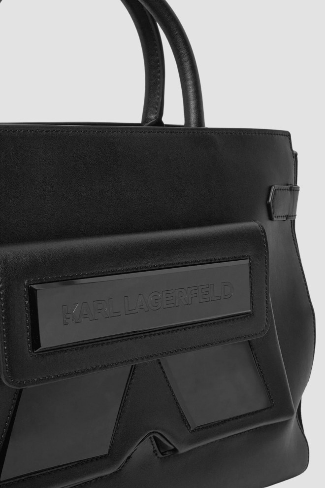 KARL LAGERFELD Black Women's Ikon/k Md Tote Handbag