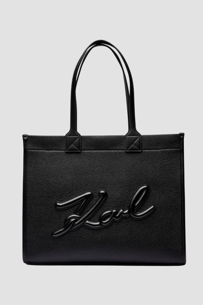 KARL LAGERFELD Black Women's Lg Tote Grainy Shopper Bag