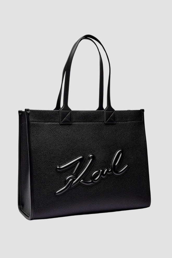 KARL LAGERFELD Black Women's Lg Tote Grainy Shopper Bag