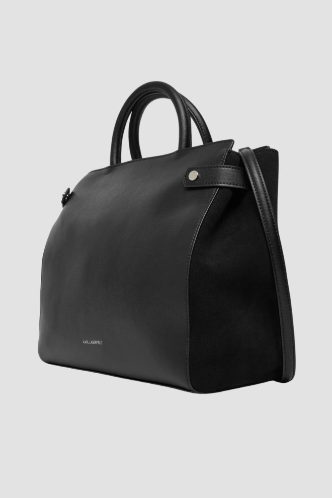 KARL LAGERFELD Black Women's Ikon/k Md Tote Handbag