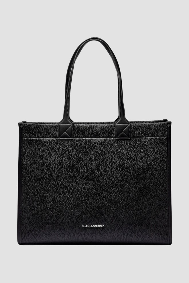 KARL LAGERFELD Black Women's Lg Tote Grainy Shopper Bag