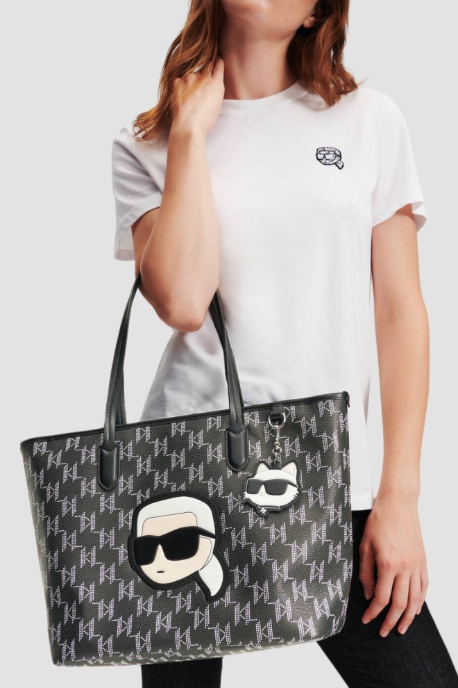 KARL LAGERFELD Czarna shopperka Mono Cc Lg Tote