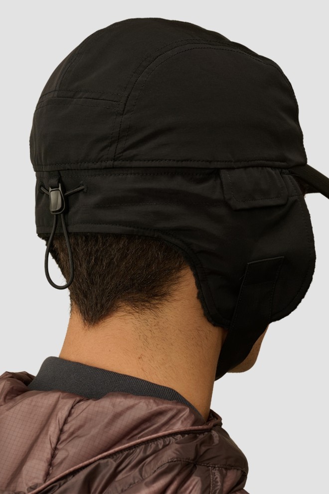 C.P. COMPANY Black earflap cap with visor