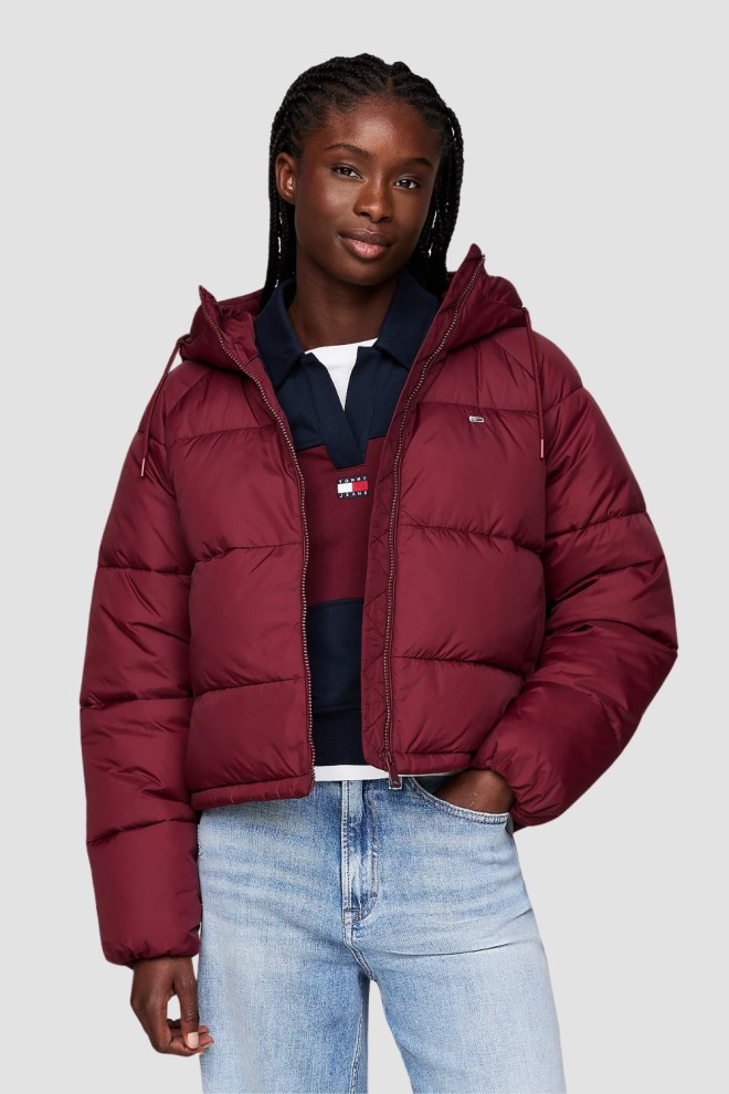 TOMMY JEANS Maroon quilted women's jacket