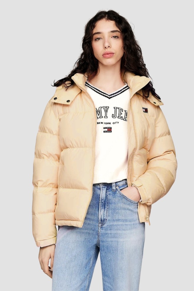 TOMMY JEANS Yellow quilted women's jacket