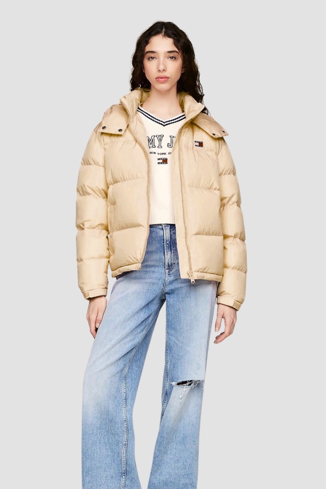 TOMMY JEANS Yellow quilted women's jacket