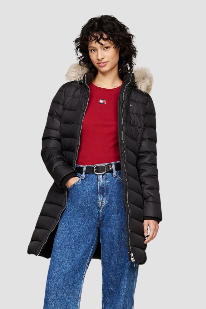 TOMMY JEANS Black women's hooded jacket