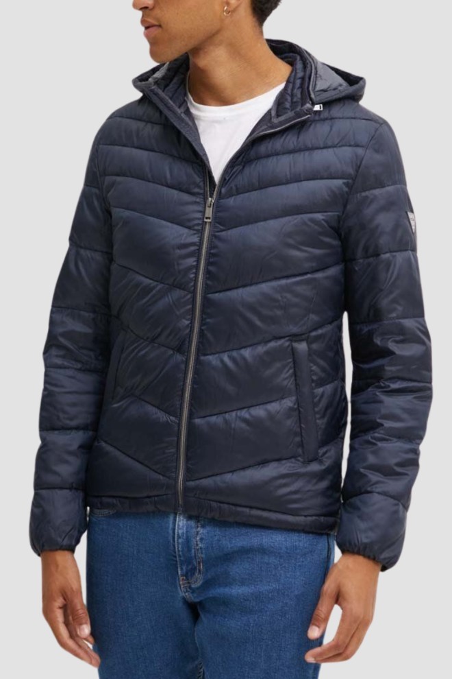 GUESS Navy blue men's Super Light Puffa Jacket with hood