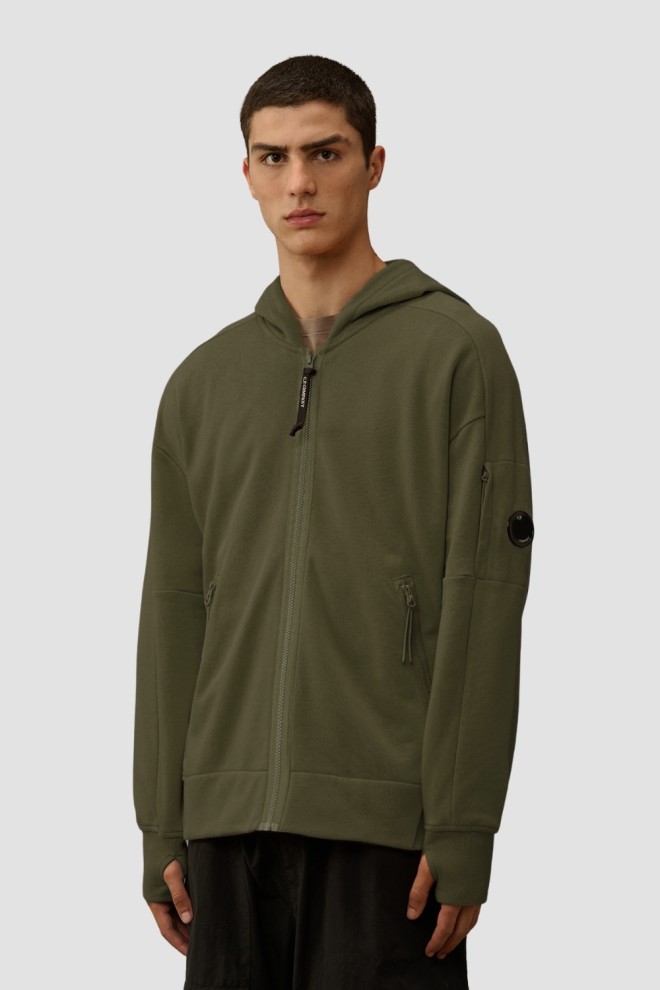 C.P. COMPANY Green Hanorac cu glugă deschis pentru bărbați