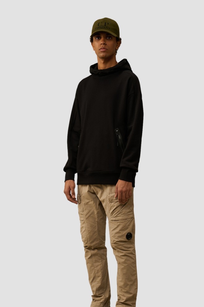 C.P. COMPANY Black Men's Sweat Hooded Sweatshirt