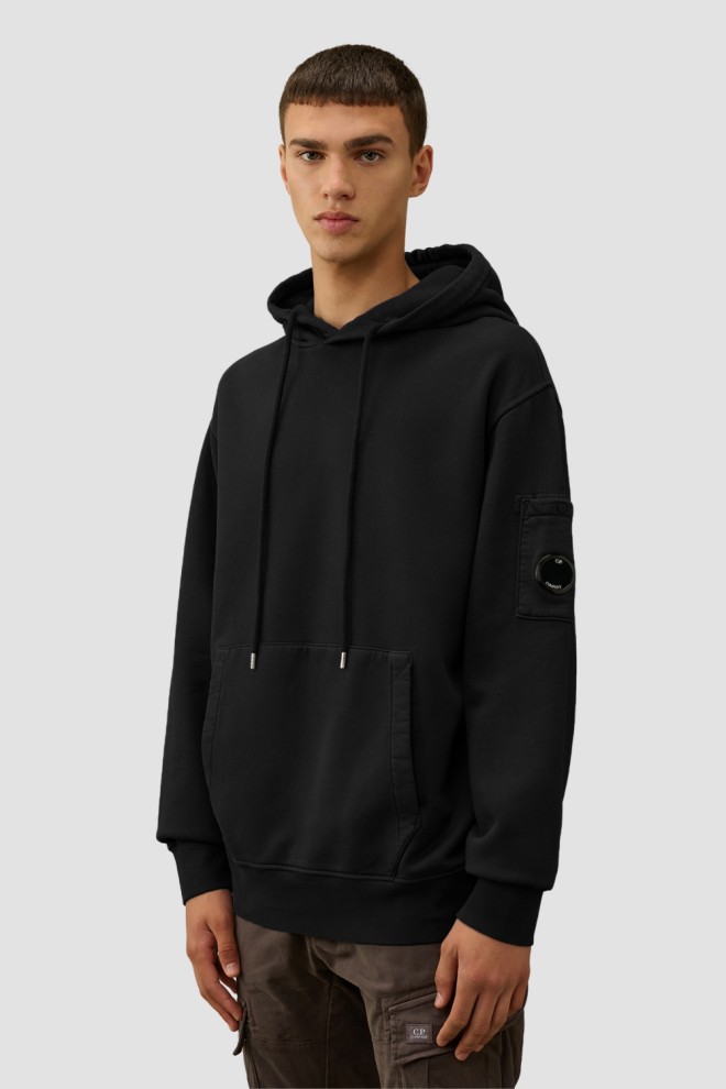 C.P. COMPANY Tricou cu glugă negru pentru bărbați