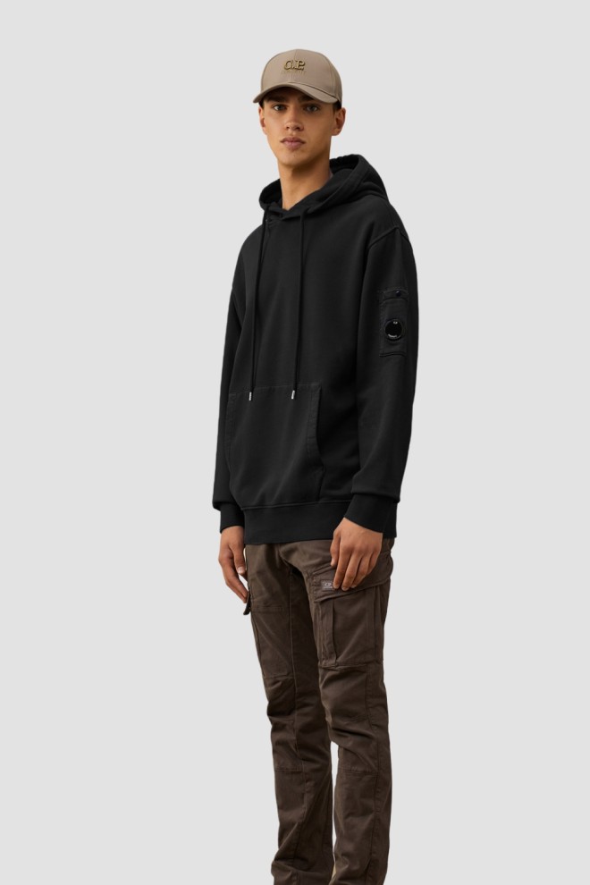 C.P. COMPANY Tricou cu glugă negru pentru bărbați