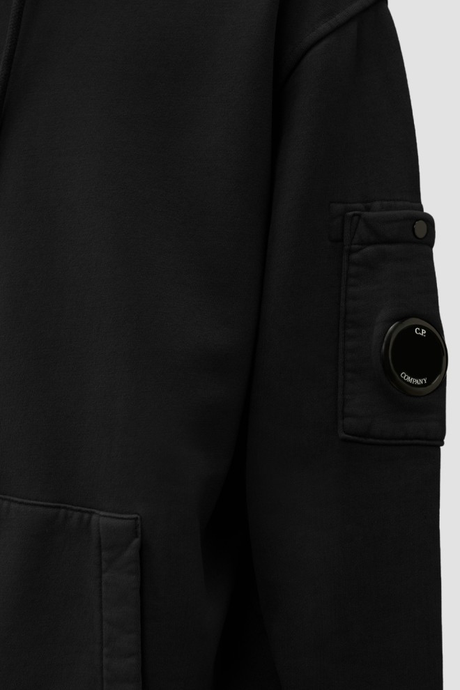 C.P. COMPANY Tricou cu glugă negru pentru bărbați