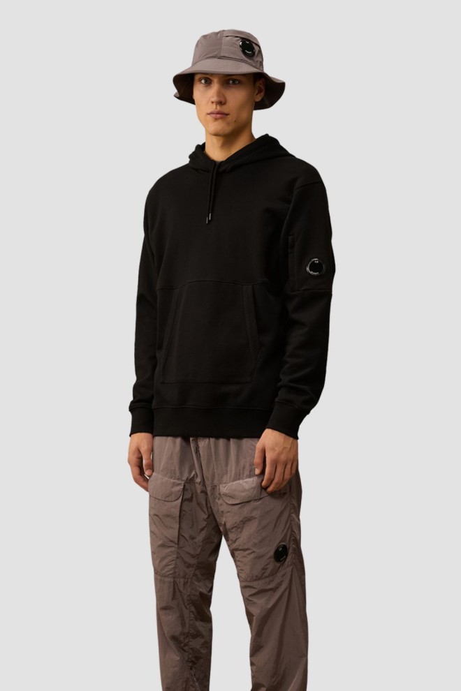 C.P. COMPANY Tricou cu glugă negru pentru bărbați