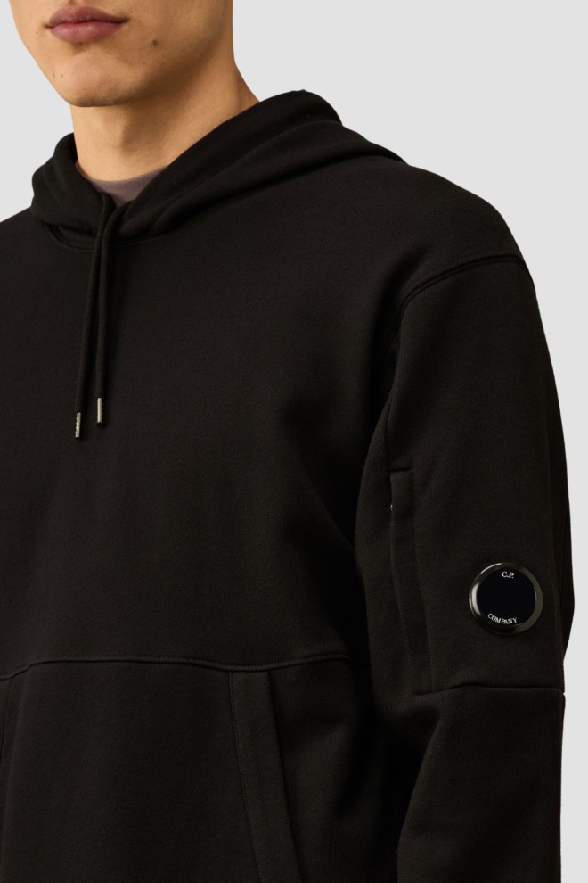 C.P. COMPANY Tricou cu glugă negru pentru bărbați