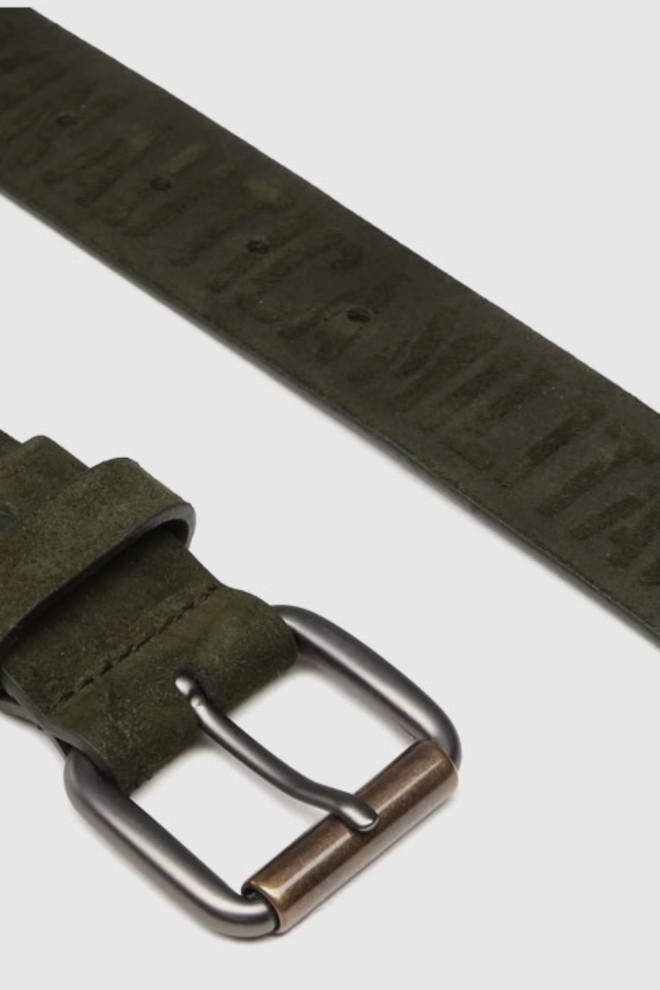 AERONAUTICA MILITARE Centură bărbătească din piele verde cu litere în relief