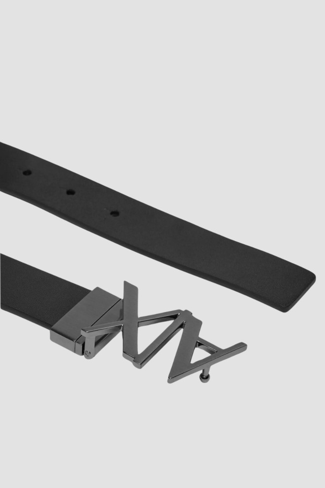 ARMANI EXCHANGE Curea neagră pentru bărbați cu cataramă argintie