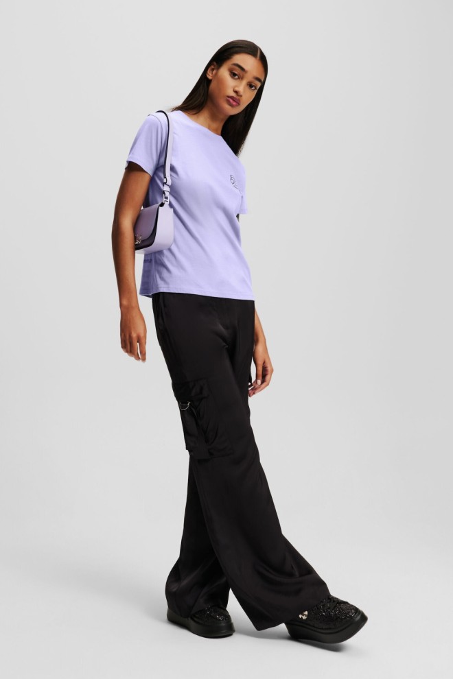 Tricou pentru femei KARL LAGERFELD Lavender Ikonik 2.0 Jelly
