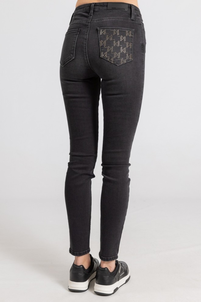 KARL LAGERFELD Black Blugi skinny din denim pentru femei