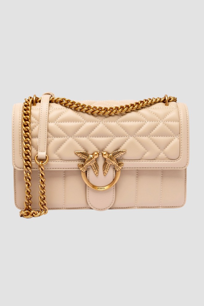 PINKO Beige Love One Classic DC Handbag